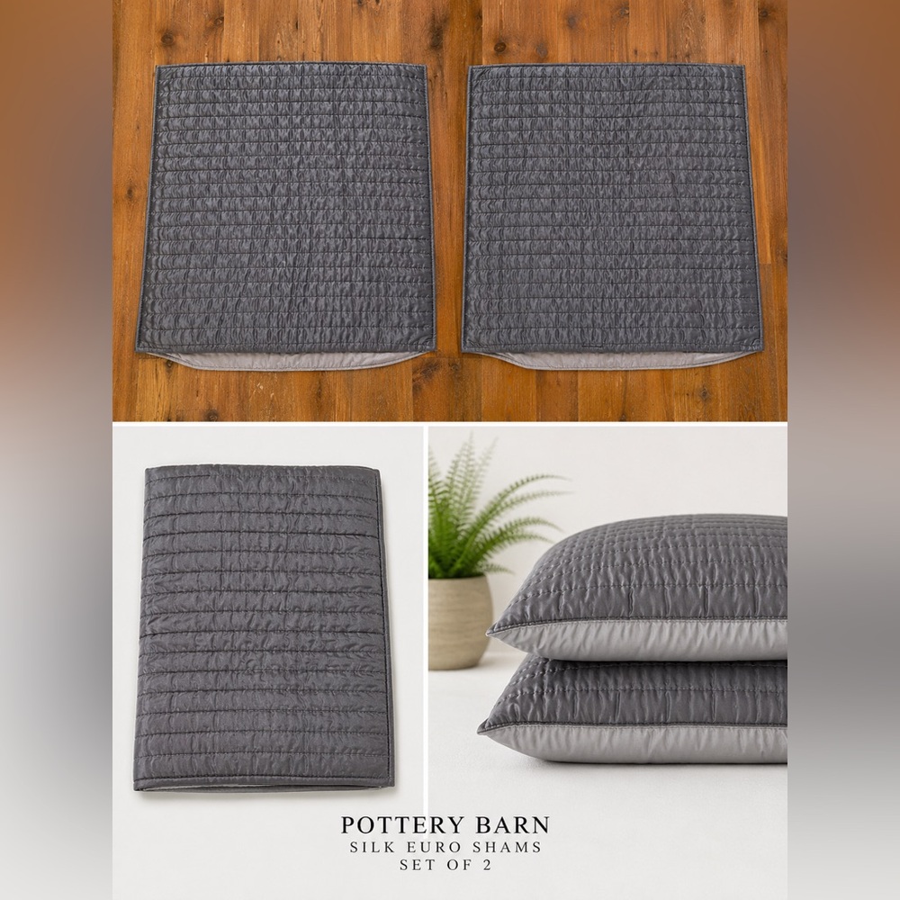 Pottery Barn Silk Euro Shams – Set of 2 – Gray